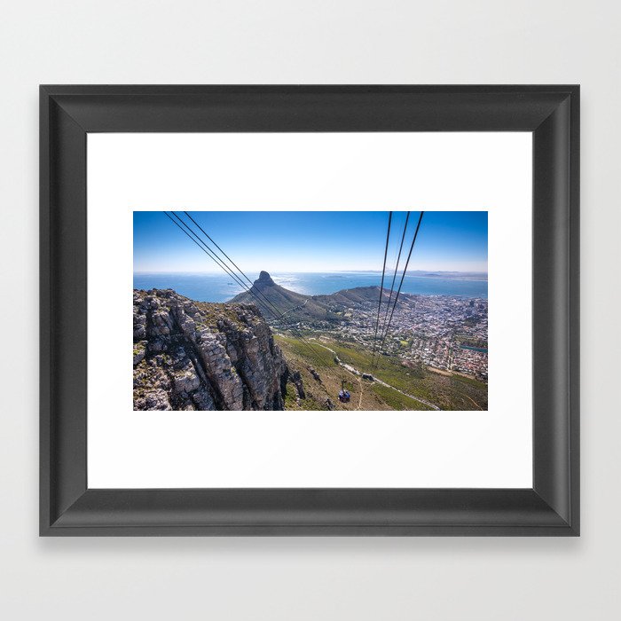 Cable car going up Table Mountain in Cape Town, South Africa Framed Art Print