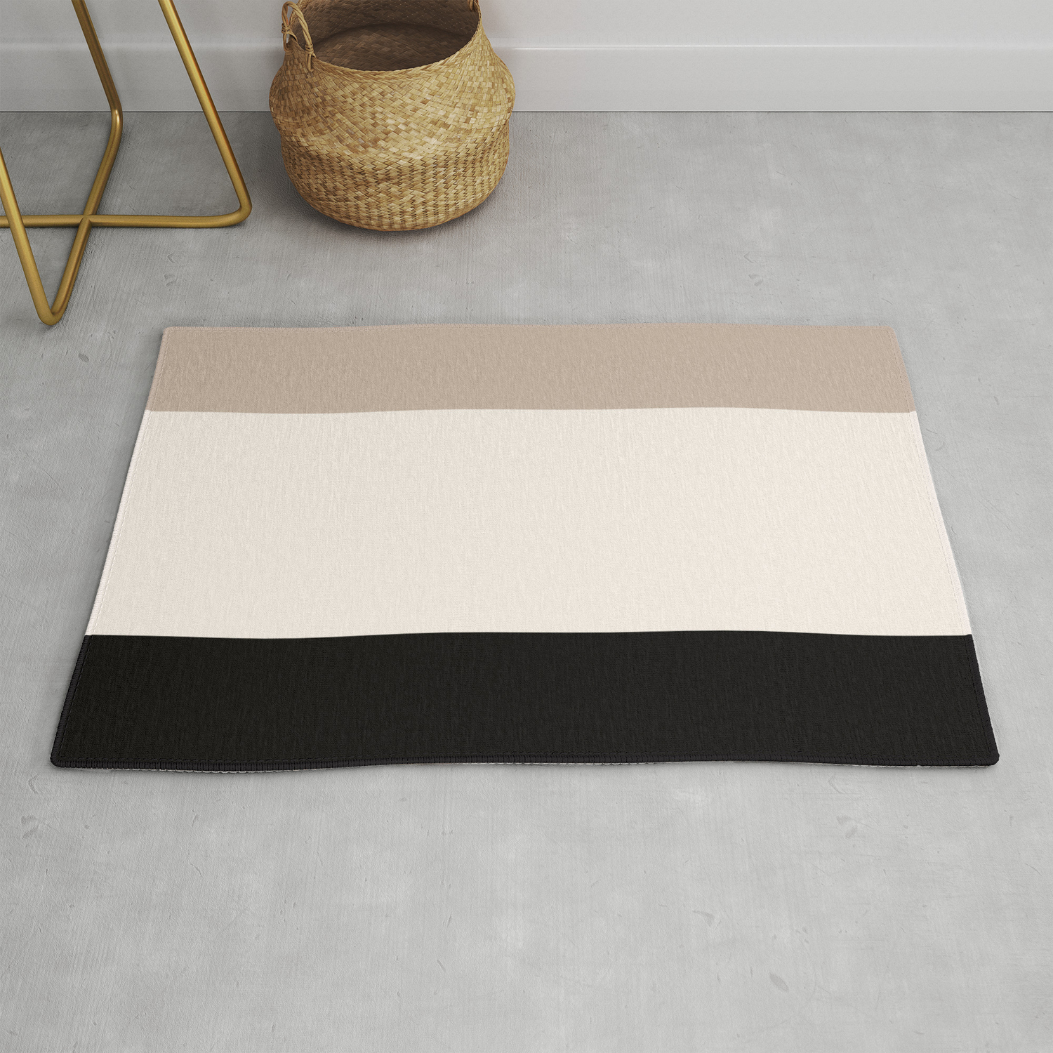 Black Tan Cream Bold Stripes Rug By Huntleigh Society6 Black Tan Cream Bold Stripes Rug By