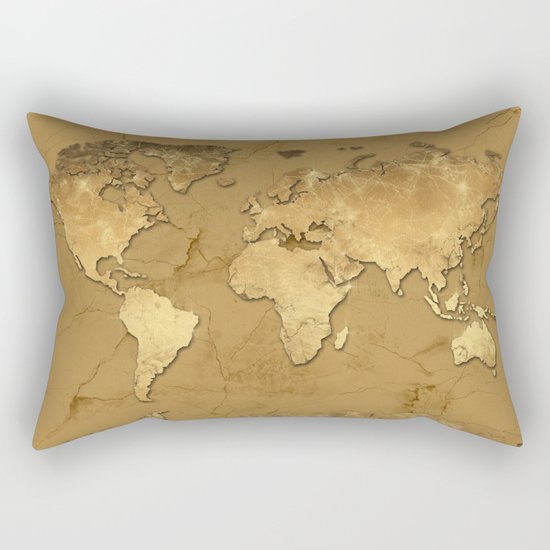 world map marble gold 3 Rectangular Pillow