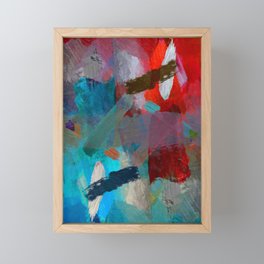 abstract splatter brush stroke painting texture background in red blue Framed Mini Art Print