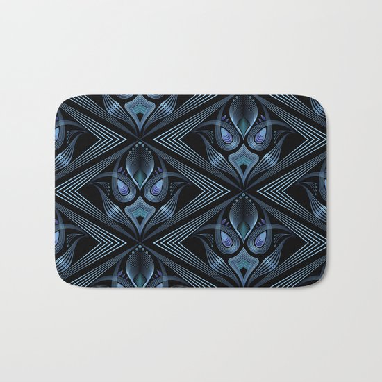 Art Deco 37. Black-blue satin . Bath Mat