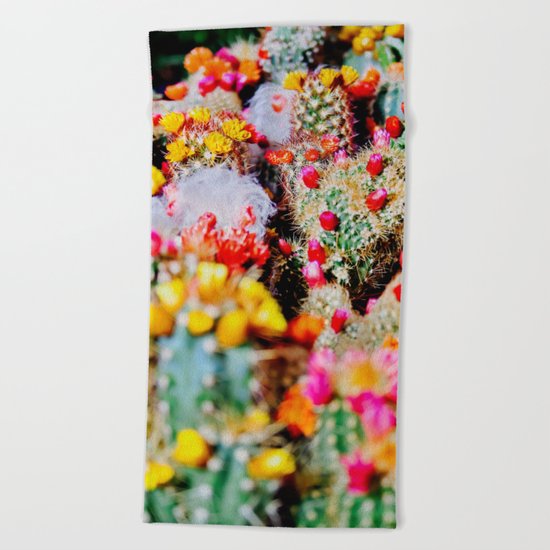RAINBOW CACTUS CLUSTER PATTERN Beach Towel