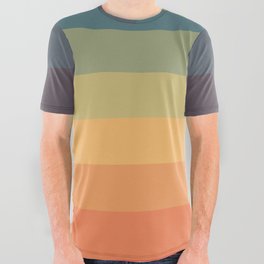 Colorful Retro Striped Rainbow All Over Graphic Tee
