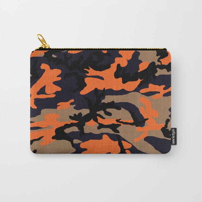 Orange / Black Camouflage Carry-All Pouch by JasmnJoseph | Society6