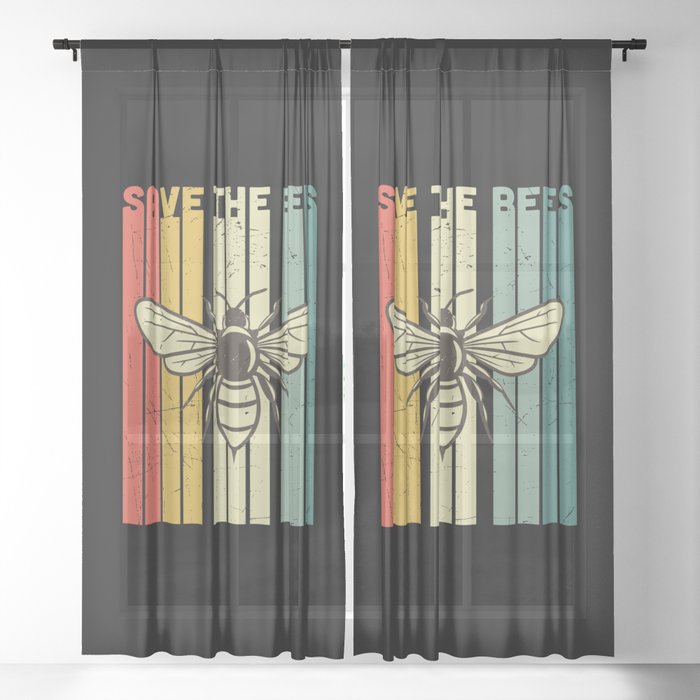 Save The Bees Vintage Sheer Curtain
