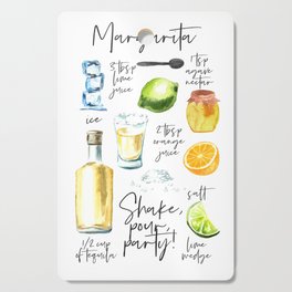 Margarita Recipe Watercolor Illustration Cutting Board