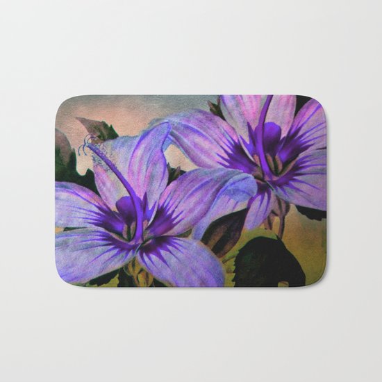 Vintage Painted Lavender Lily Bath Mat