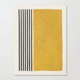 Mustard Yellow Black Lines Abstract Art Canvas Print