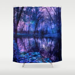 Enchanted Forest Lake Purple Blue Shower Curtain