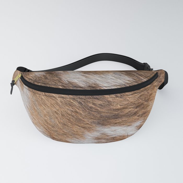 Brown and White Cow Skin Print Pattern Modern, Cowhide Faux Leather Fanny Pack
