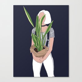 Girl & Her Snake Plant Canvas Print