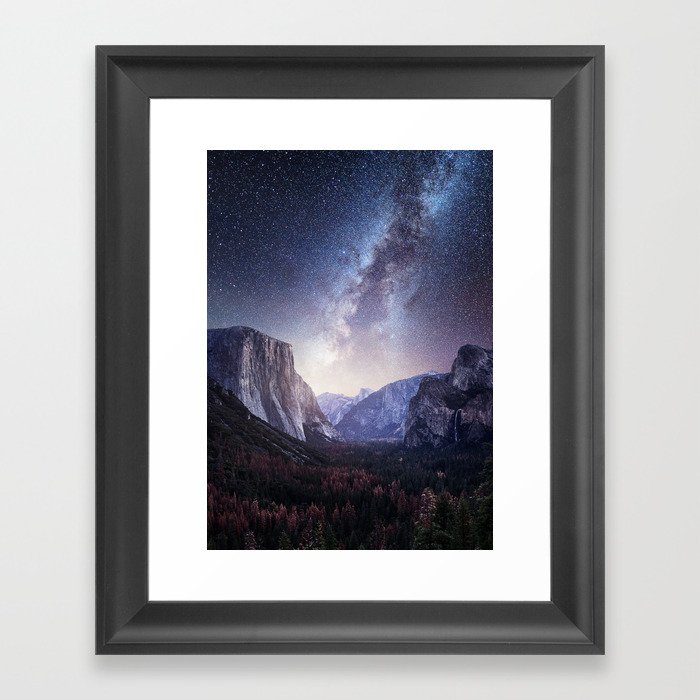 Yosemite Valley Milky Way Framed Art Print
