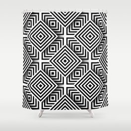 Geometric pattern. Black and white. Squares and stripes. Abstract hipster fashion design Shower Curtain