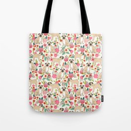 Pug floral dog breed pet pugs must have gifts for unique dog breed owners Tote Bag