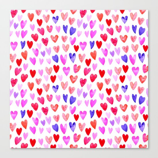 Watercolor Hearts pattern love gifts for valentines day i love you Canvas Print