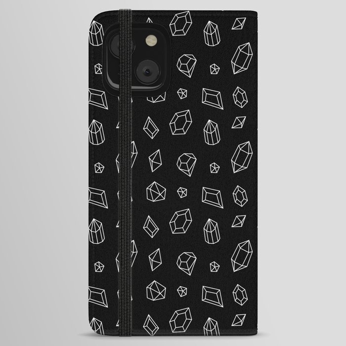 Black and White Gems Pattern iPhone Wallet Case