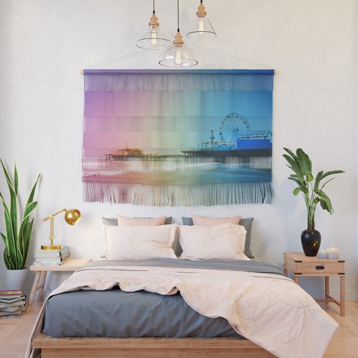 Santa Monica Pier Rainbow Colors Wall Hanging