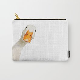 Sneaky White Duck Carry-All Pouch | Digital, Fuzzy, Realism, Duckling, Children, Funny, Animal, Bird, Wildlife, Waterfowl 