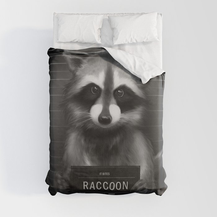 Raccoon Mugshot Duvet Cover