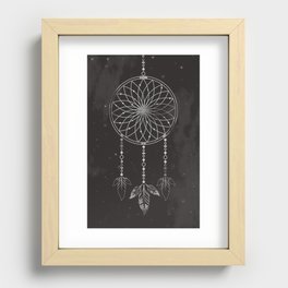 Illustrated dreamcatcher and nightsky Recessed Framed Print