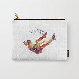 Soccer Girl Bicycle Kick Watercolor Carry-All Pouch