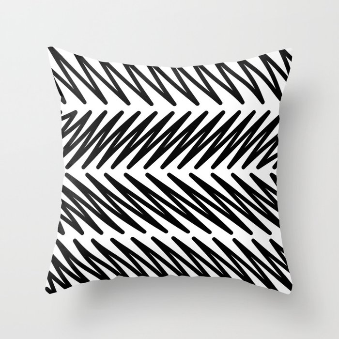 Black and White Zig Zag Stripes Minimal Design Throw Pillow