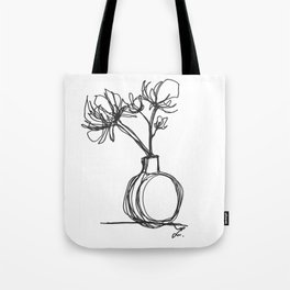 Flowers in a vase single line artwork Tote Bag