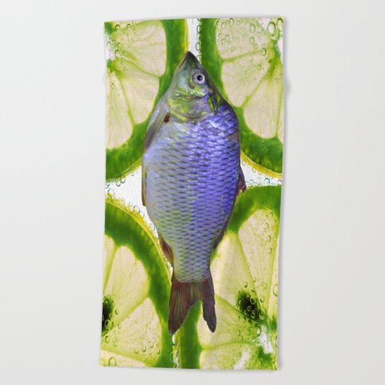 Lime Fish Beach Towel