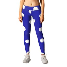Hand-Drawn Dots (White & Navy Blue Pattern) Leggings | Watercolors, Pattern, Watercolor, Handrawn, Navyblueandwhite, Graphicdesign, Brushed, Spots, Simple, Brushstroke 