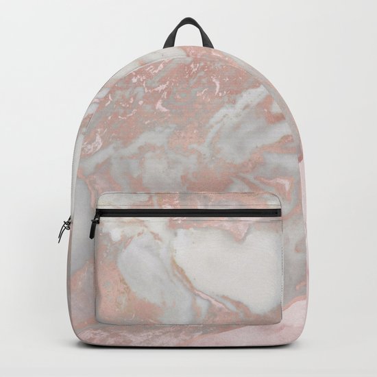 Pink marble & french polished rose gold marble Backpack