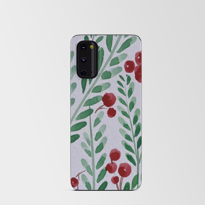 Christmas Holly Berries and Leaves Android Card Case