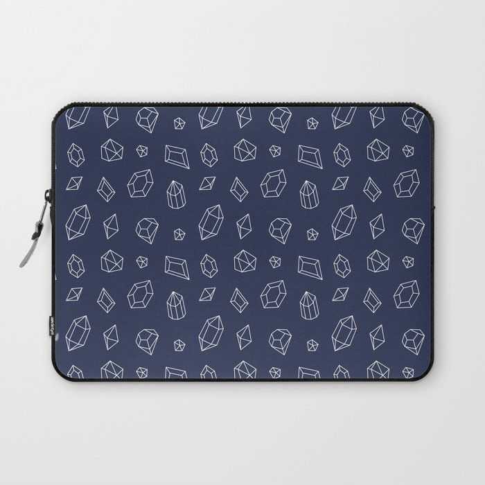 Navy Blue and White Gems Pattern Laptop Sleeve