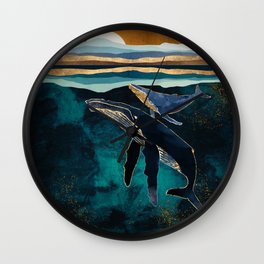 Moonlit Whales Wall Clock