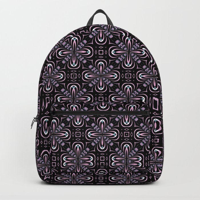 Geometric Floral in Pink and Black Backpack