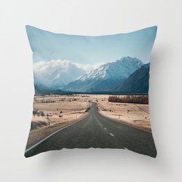 Road to Mt Cook, New Zealand Throw Pillow