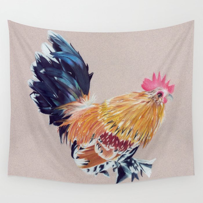 Colored pencil rooster  Wall Tapestry