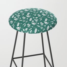 Green Blue And White Summer Beach Elements Pattern Bar Stool