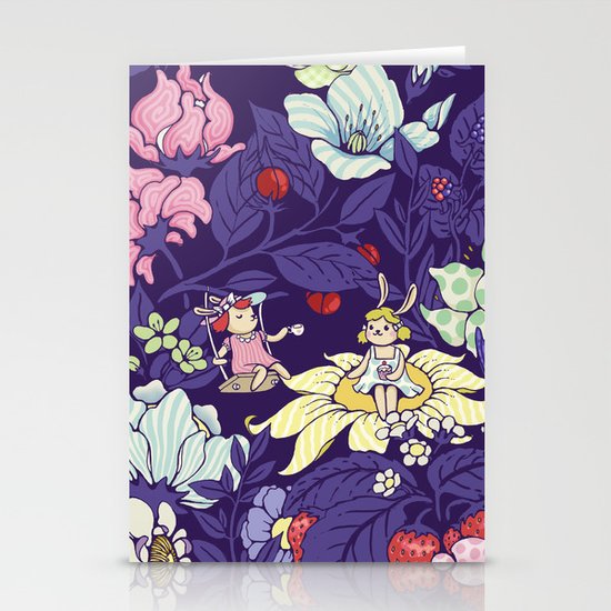 Garden party - blueberry tea version Stationery Cards