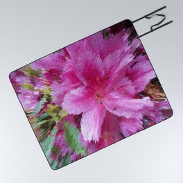 Pink azalea blossom pixel art Picnic Blanket