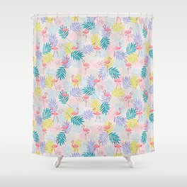 Happy Flamingo Time -pink- Shower Curtain