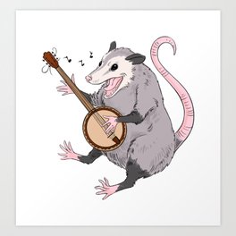 Possum Playing Banjo Art Print