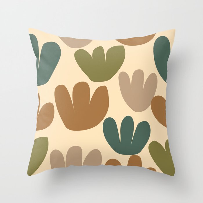 Colorful Bloom - Brown & Teal Throw Pillow
