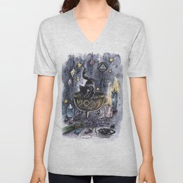 Black cat, magic illustration V Neck T Shirt