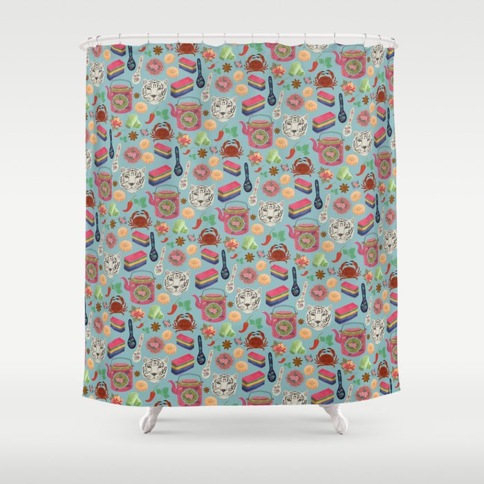 Peranakan tea party Shower Curtain