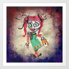 Halloween Voodoo Girl Trick or Treat Watercolor Art Print