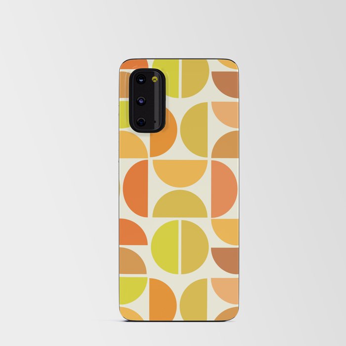 Retro Mid Century Modern half circles pattern in yellow, orange and brown Android Card Case