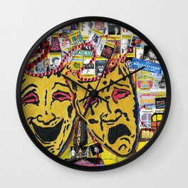 Broadway Theatre Masks Collage Wall Clock