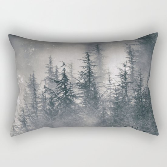 "Mountain light II". Foggy forest. Rectangular Pillow