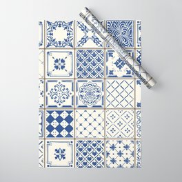 Blue Ceramic Tiles Wrapping Paper