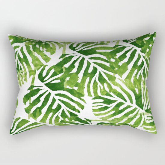 Tropical Leaves - Green Rectangular Pillow